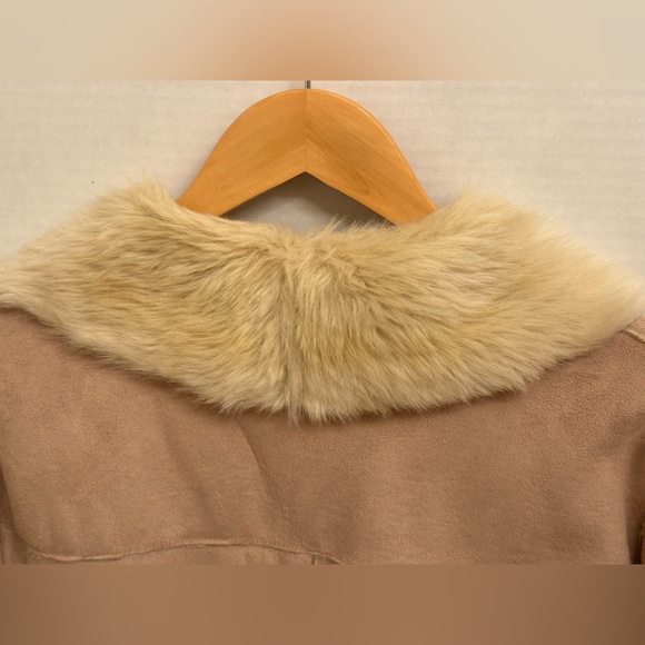 Сoldwater Creek Tan Faux Suede/Fur Coat Size PS - Picture 4 of 7